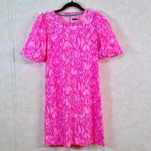 NWOT Lilly Pulitzer Tip-Toe In the Tulips Pink Mini Dress, Crew Neck Size Small